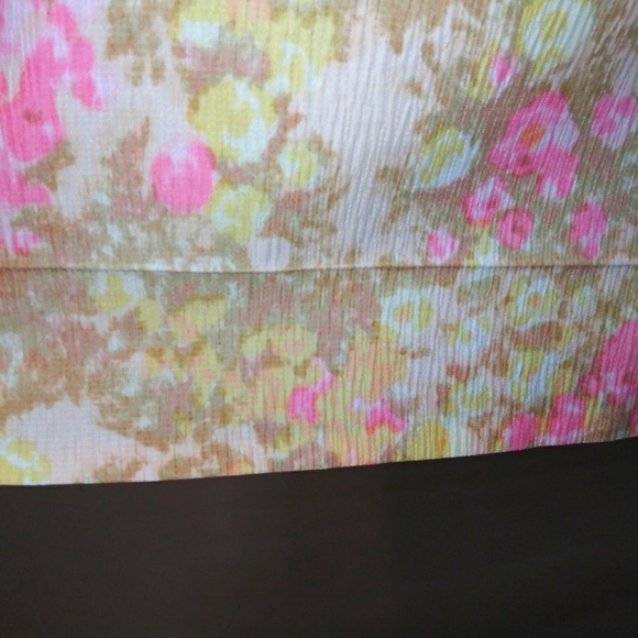 Vintage La Grande Maison de Blanc Yellow/Pink Watercolor Floral Sheath Dress - Picture 5 of 10